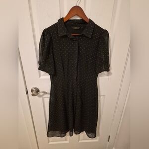 Elegant Black Polka Dot Midi Dress